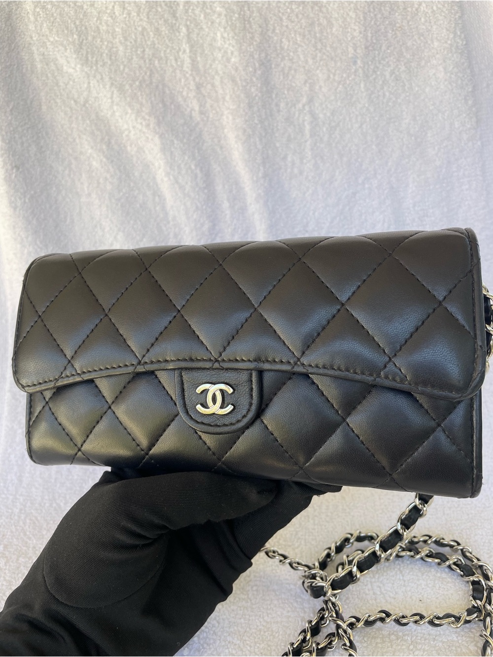 🖤AUTH. CHANEL CLASSIC FLAP LONG WALLET WITH SILVER TONE HARDWARE 🖤 - Picture 4 of 11